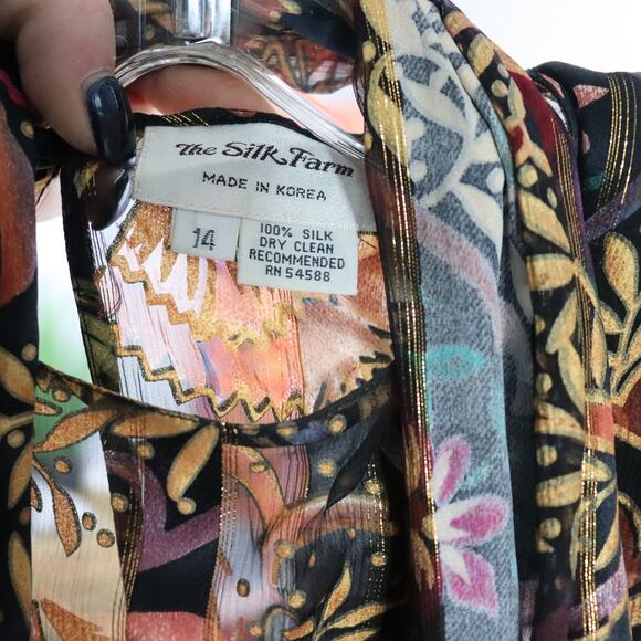 Vintage The Silk Farm Dress and Top 100% Silk Set Size 14 - Picture 4 of 4